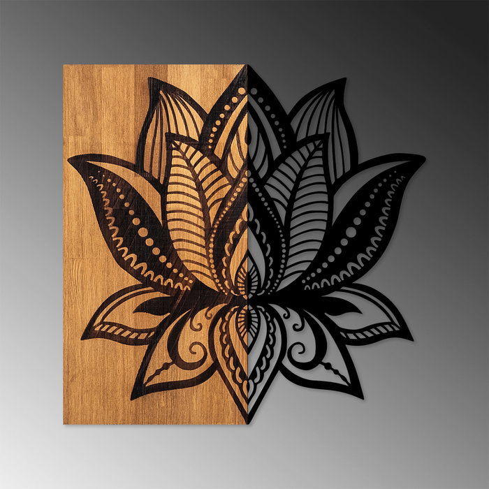 Wallity Lotus 10 Escultura de pared en Nogal y Negro Wallity Lotus 10 Escultura de pared en Nogal y Negro